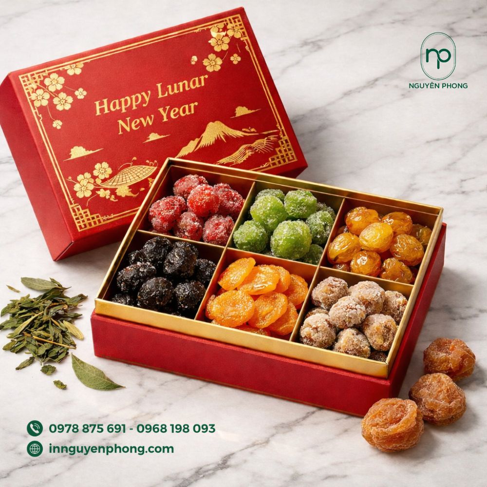 Thiết kế mẫu hộp đựng ô mai nắp âm dương